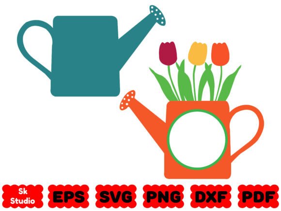 A Watering Can with Flowers SVG for Editorial Graphics & Crafts